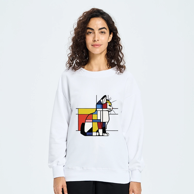 Tokyo-Tiger Geometric Cat Art In Primary Colors Classic Sweatshirt