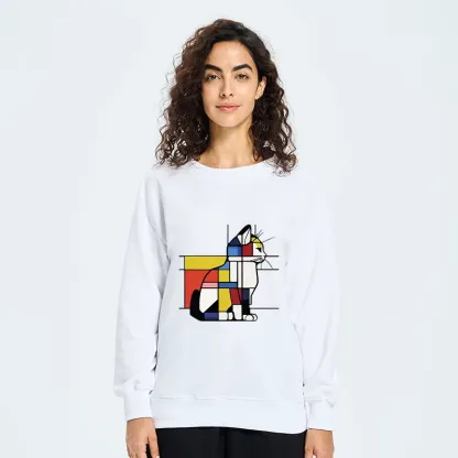 Tokyo-Tiger Geometric Cat Art In Primary Colors Classic Sweatshirt