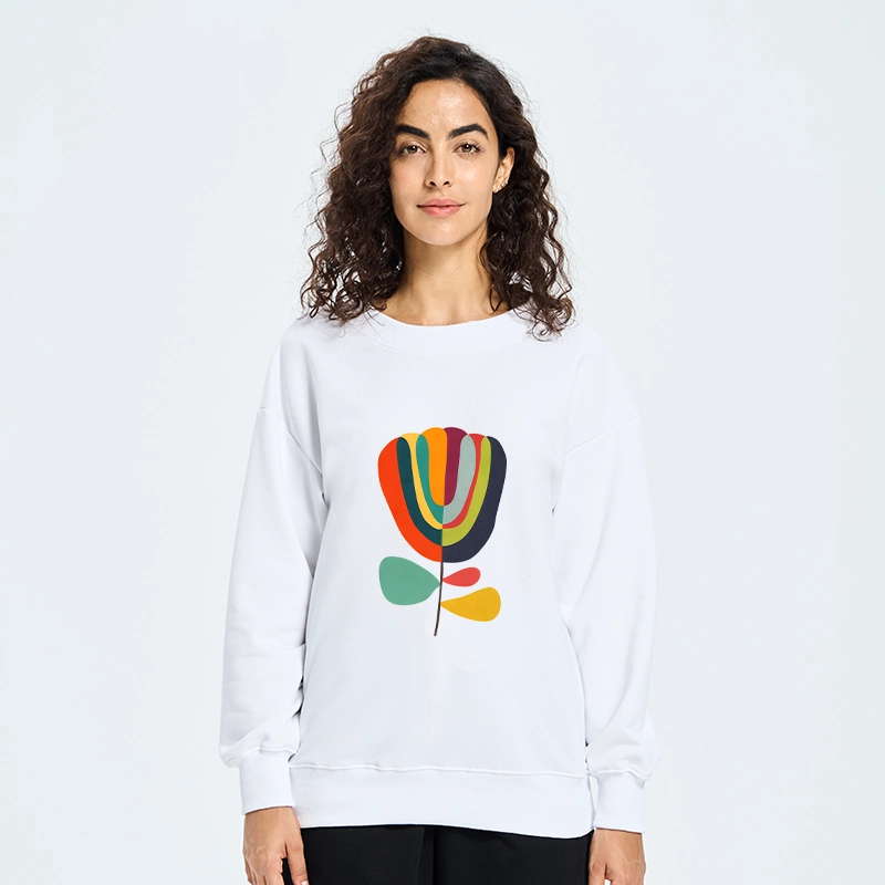 Tokyo-Tiger Colorful Flower Minimalist Print Classic Sweatshirt