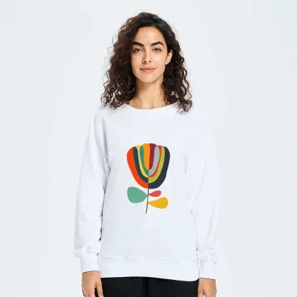 Tokyo-Tiger Colorful Flower Minimalist Print Classic Sweatshirt