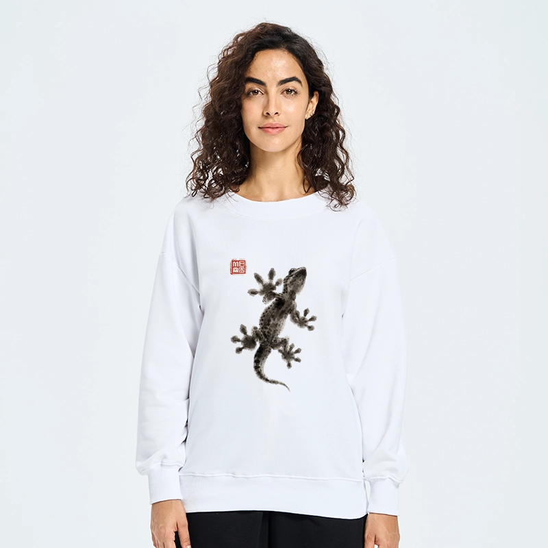 Tokyo-Tiger Minimal Asian Ink Brush Gecko Vibe Classic Sweatshirt