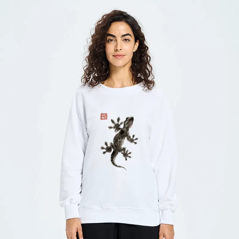 Tokyo-Tiger Minimal Asian Ink Brush Gecko Vibe Classic Sweatshirt