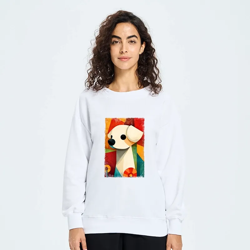 Tokyo-Tiger Retro Abstract Color Block Puppy Art Classic Sweatshirt