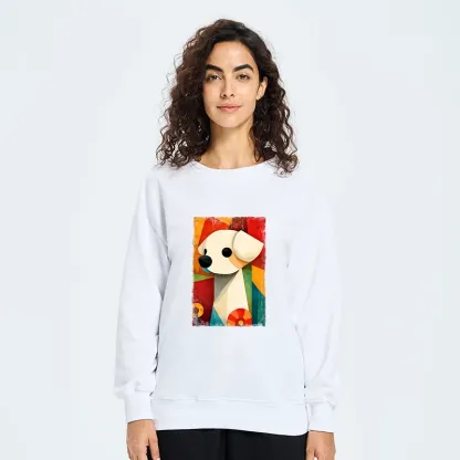 Tokyo-Tiger Retro Abstract Color Block Puppy Art Classic Sweatshirt