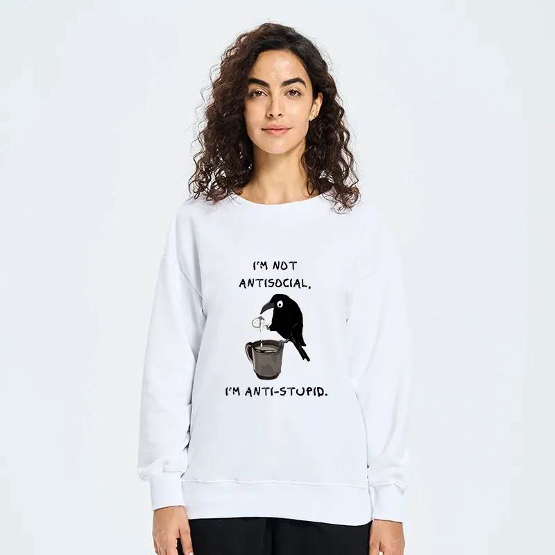 Tokyo-Tiger Cool Crow Sips Calm Coffee Alone Classic Sweatshirt