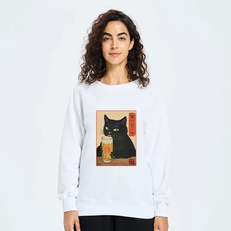 Tokyo-Tiger Cat Holding A Glass Of Beer Classic Sweatshirt