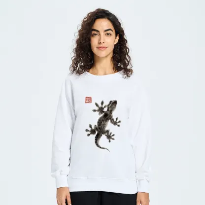 Tokyo-Tiger Minimal Asian Ink Brush Gecko Vibe Classic Sweatshirt