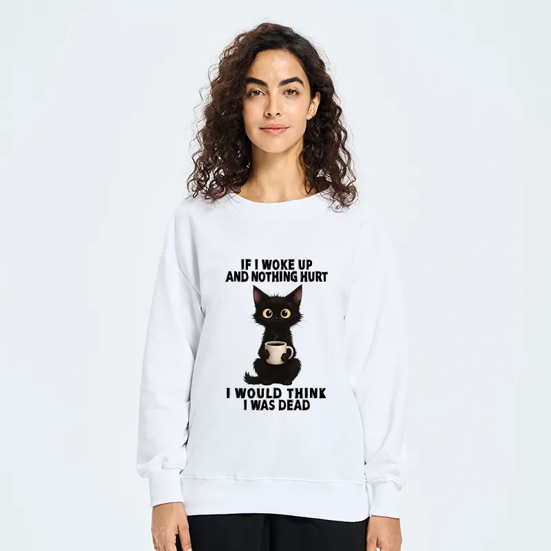 Tokyo-Tiger Funny Cute Black Cat And Coffee Meme Classic Sweatshirt