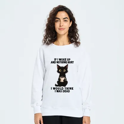 Tokyo-Tiger Funny Cute Black Cat And Coffee Meme Classic Sweatshirt
