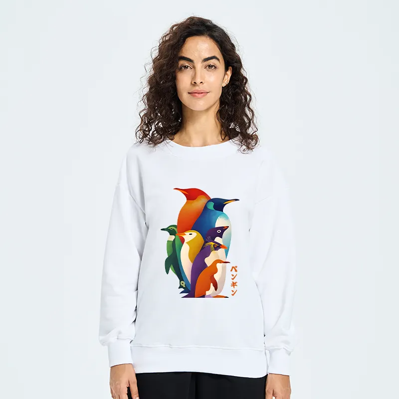 Tokyo-Tiger Cute Multi Tone Penguins Classic Sweatshirt