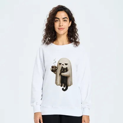 Tokyo-Tiger Ghost Cat Coffee Mood Classic Sweatshirt