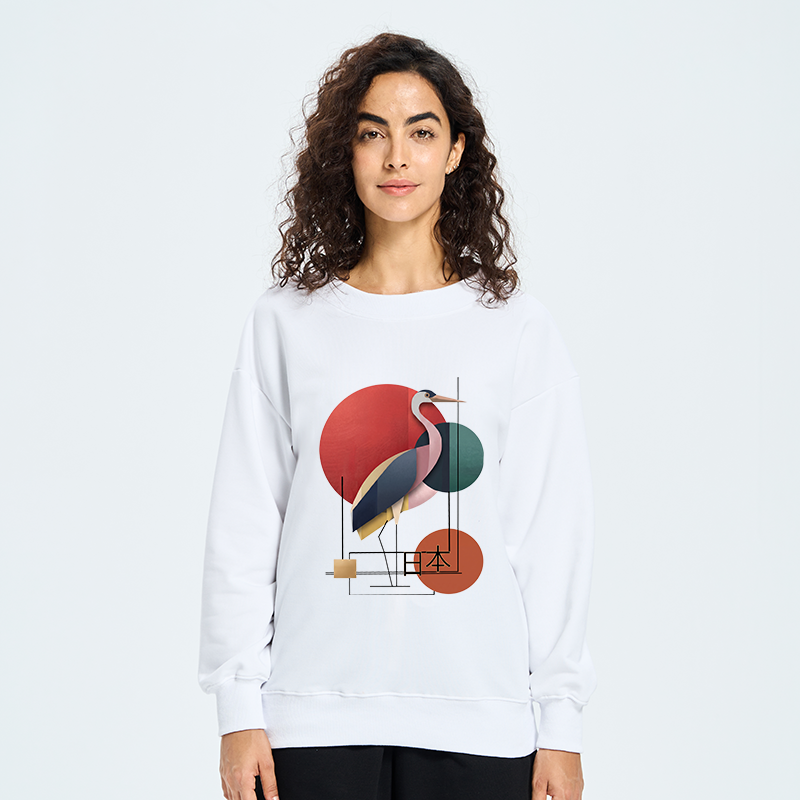 Tokyo-Tiger Geometric Crane Art Classic Sweatshirt