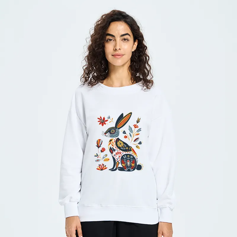 Tokyo-Tiger Folk Hare Bloom Classic Sweatshirt