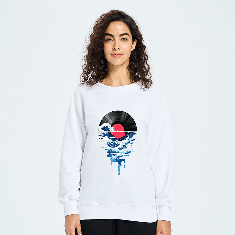 Tokyo-Tiger Vinyl Records And Waves Classic Sweatshirt