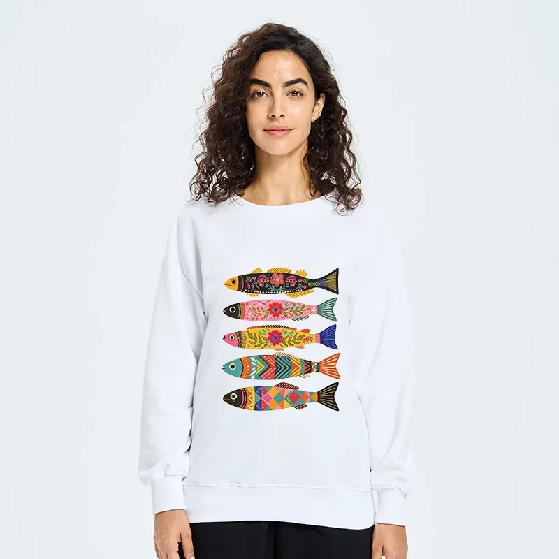 Tokyo-Tiger Colorful Patterned Fish Classic Sweatshirt