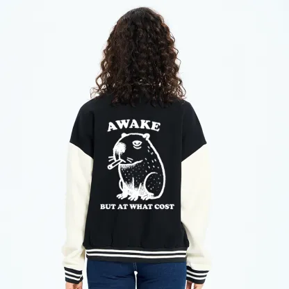 Tokyo-Tiger Smoking Capybara Embroidery Varsity Jacket