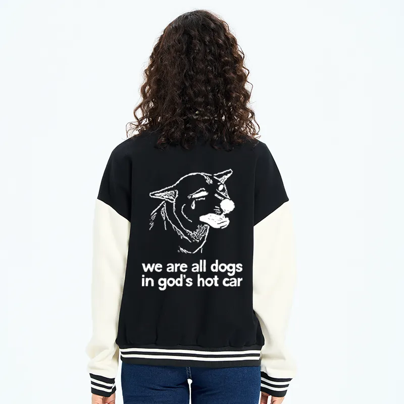 Tokyo-Tiger Sad Dog Funny Embroidery Varsity Jacket