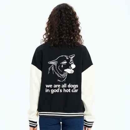 Tokyo-Tiger Sad Dog Funny Embroidery Varsity Jacket