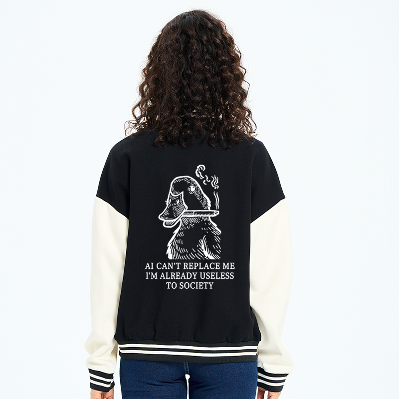 Tokyo-Tiger Smoking Duck Funny Embroidery Varsity Jacket