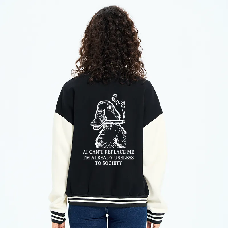 Tokyo-Tiger Smoking Duck Funny Embroidery Varsity Jacket