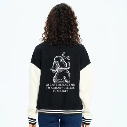 Tokyo-Tiger Smoking Duck Funny Embroidery Varsity Jacket