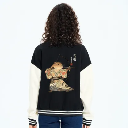 Tokyo-Tiger Capybara Archery Embroidery Varsity Jacket