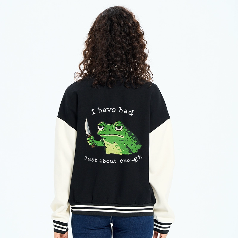 Tokyo-Tiger Impatient Frog Embroidery Varsity Jacket