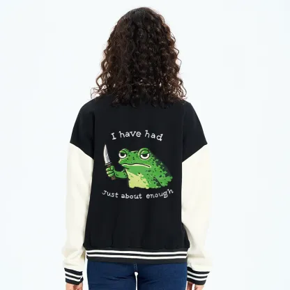 Tokyo-Tiger Impatient Frog Embroidery Varsity Jacket