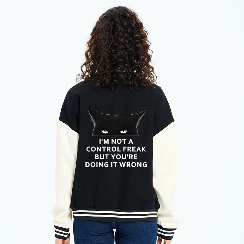 Tokyo-Tiger Control Freak Funny Embroidery Varsity Jacket