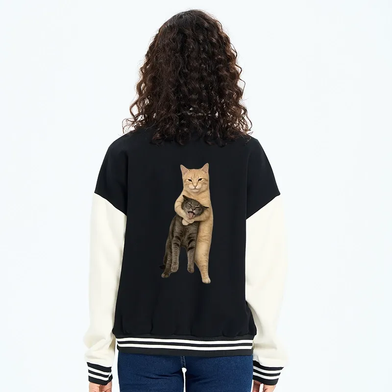 Tokyo-Tiger Orange Cat’s Tight Embrace Embroidery Varsity Jacket
