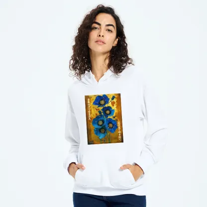Tokyo-Tiger Shiny Blue Flower Warm Golden Background Classic Hoodie