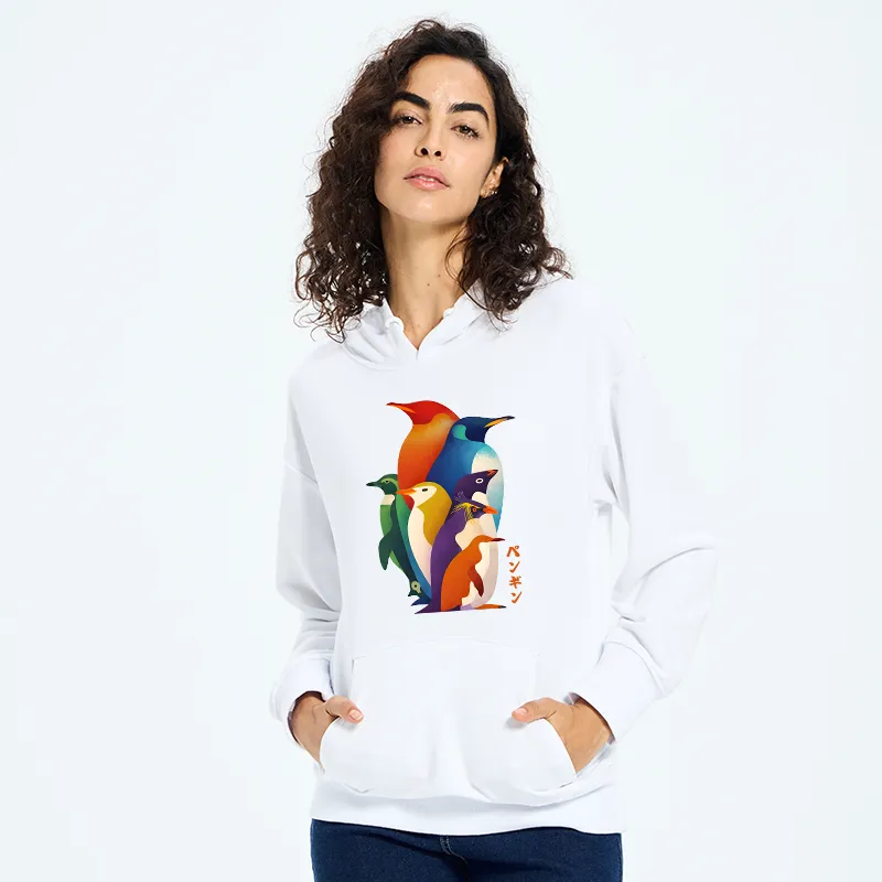 Tokyo-Tiger Cute Multi Tone Penguins Classic Hoodie