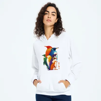 Tokyo-Tiger Cute Multi Tone Penguins Classic Hoodie