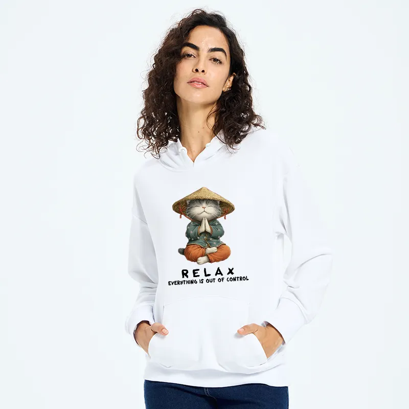 Tokyo-Tiger Zen Relax Cat Graphic Classic Hoodie