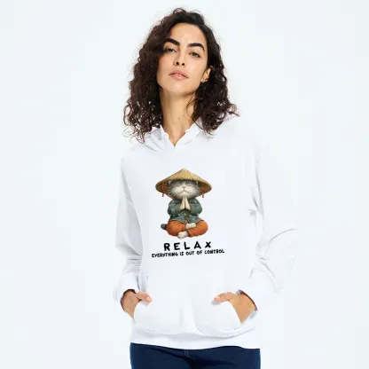 Tokyo-Tiger Zen Relax Cat Graphic Classic Hoodie