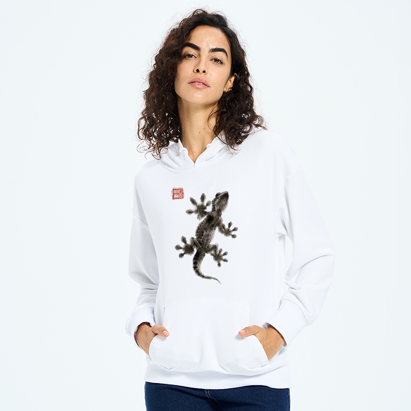 Tokyo-Tiger Minimal Asian Ink Brush Gecko Vibe Classic Hoodie