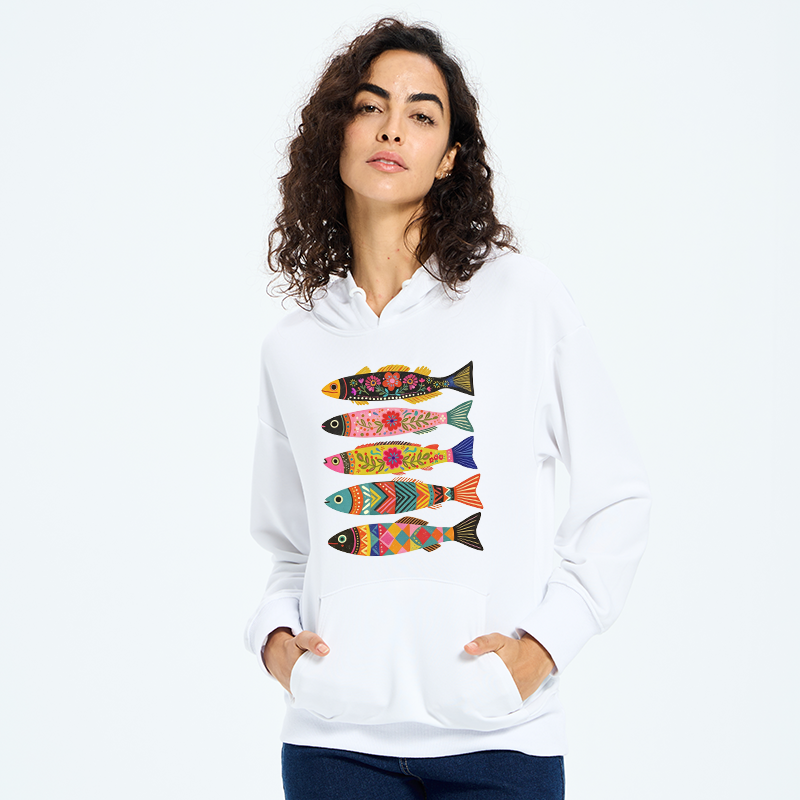 Tokyo-Tiger Colorful Patterned Fish Classic Hoodie