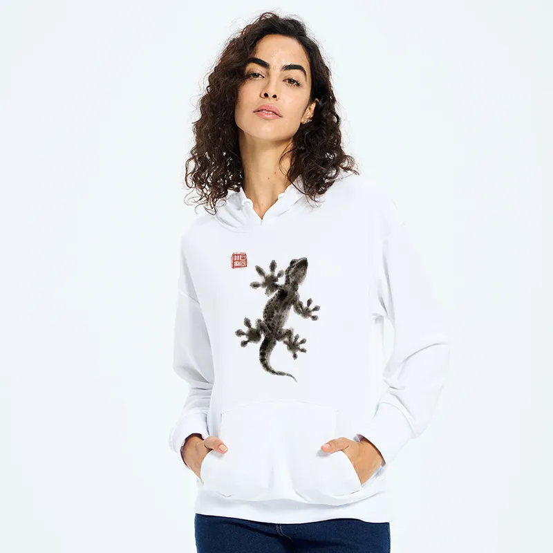 Tokyo-Tiger Minimal Asian Ink Brush Gecko Vibe Classic Hoodie