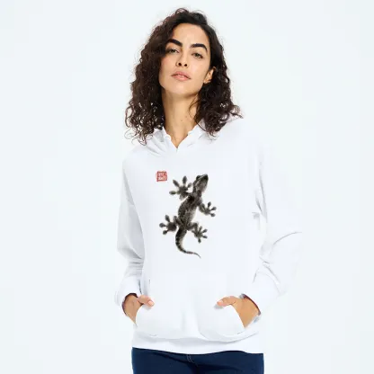 Tokyo-Tiger Minimal Asian Ink Brush Gecko Vibe Classic Hoodie
