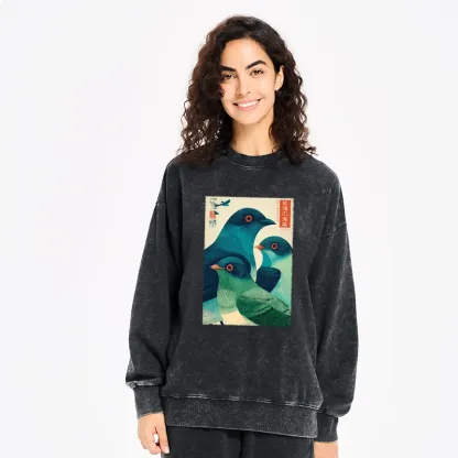 Tokyo-Tiger Petrels Of The Painted Sea Washed Sweatshirt