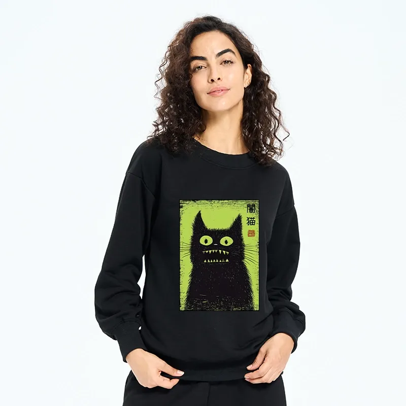 Tokyo-Tiger Spooky Black Cat Japanese Classic Sweatshirt