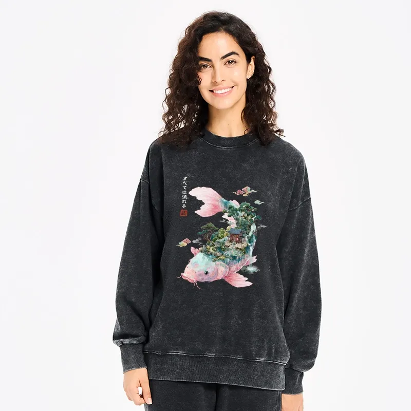 Tokyo-Tiger Journey Of The Flowing Koi Washed Sweatshirt