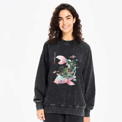 Tokyo-Tiger Journey Of The Flowing Koi Washed Sweatshirt