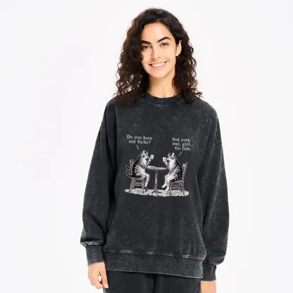 Tokyo-Tiger Cat Poker Night Washed Sweatshirt
