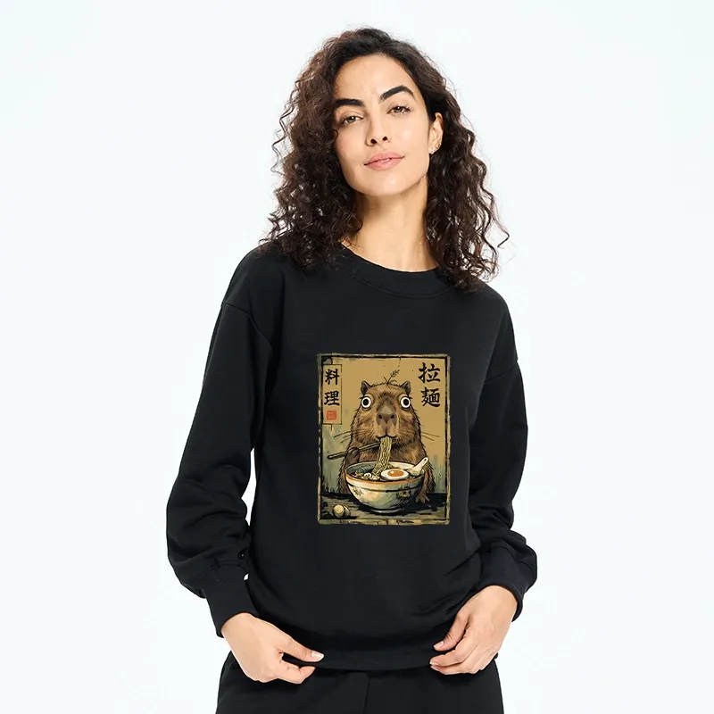 Tokyo-Tiger Cute Capybara Eating Ramen Classic Sweatshirt