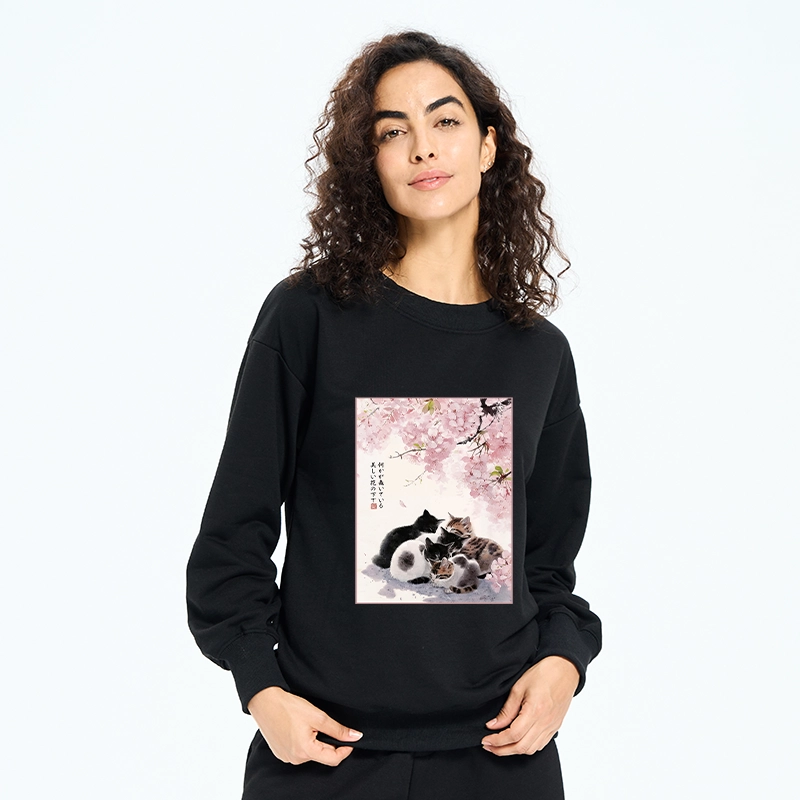 Tokyo-Tiger Cute Cats Sakura Garden Classic Sweatshirt
