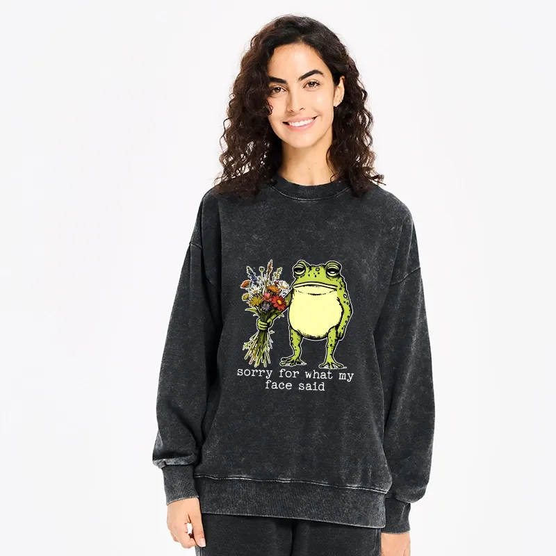 Tokyo-Tiger Frog Sorry Mode Activated Washed Sweatshirt