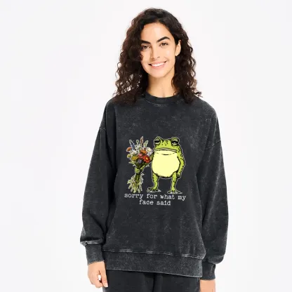 Tokyo-Tiger Frog Sorry Mode Activated Washed Sweatshirt