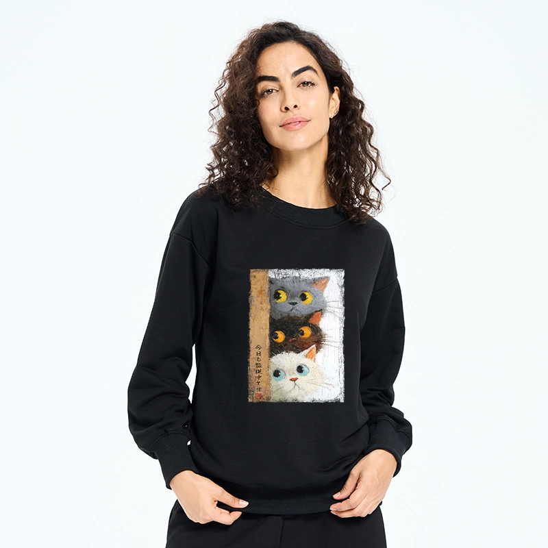 Tokyo-Tiger Three Cute Cats Watch You Classic Sweatshirt