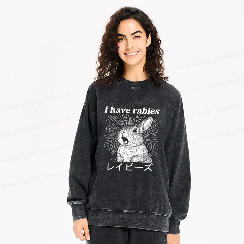 Tokyo-Tiger Funny Rabbit Washed Sweatshirt